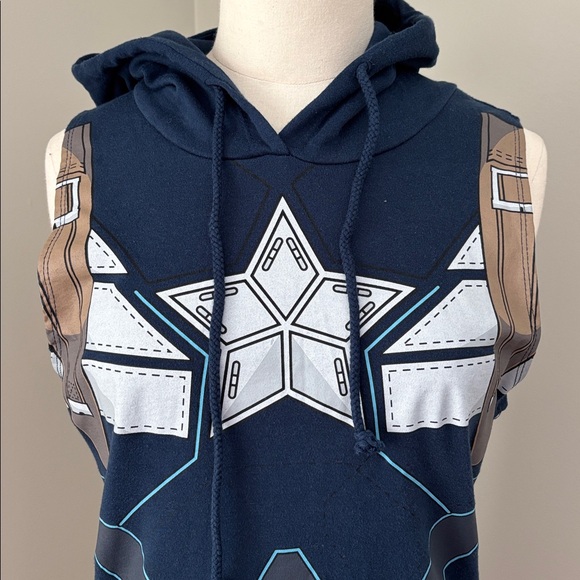 Mighty Fine Captain America Winter Solider Marvel Hooded Sleeveless Dress Size S - Picture 2 of 8